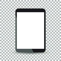 Tablet with white screen flat icon. Computer vector illustration on isolated background.