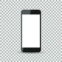 Black realistic smartphone icon with isolated blank screen. Modern simple flat telephone. Vector illustration.