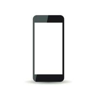negro realista teléfono inteligente icono con aislado blanco pantalla. moderno sencillo plano teléfono. vector ilustración.