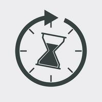 Time icon. Flat vector illustration with hourglass on white background.