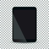 Tablet with black screen flat icon. Computer vector illustration on isolated background.