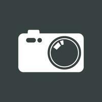 Camera icon on black background. Flat vector illustration.