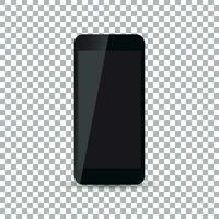 Black realistic smartphone icon on isolated background. Modern simple flat telephone. Vector illustration.