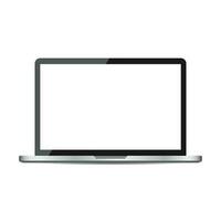 Laptop with white screen flat icon. Computer vector illustration on white background.