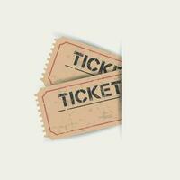 Old ticket with grunge effect. Flat vector illustration on white background.