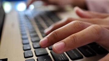 Closeup hands working and typing on laptop photo