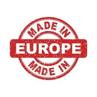 Made in Europe red stamp. Vector illustration on white background