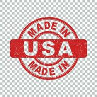 Made in USA red stamp. Vector illustration on isolated background