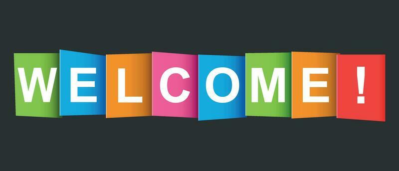 Welcome tag. Market message. Flat vector illustration on black background