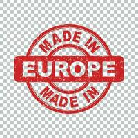 Made in Europe red stamp. Vector illustration on isolated background