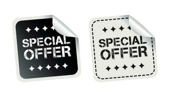 Special offer sticker. Black and white vector illustration.