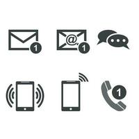 Contact buttons set icons. Email, envelope, phone, mobile. Vector illustration in flat style on white background.