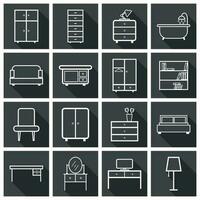 mueble íconos colocar. plano vector ilustración en negro antecedentes. universal icono para web diseño.