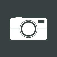 Camera icon on black background. Flat vector illustration.