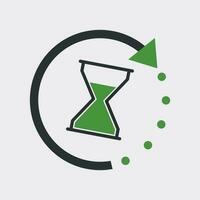 Time icon. Flat vector illustration with hourglass on white background.