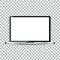 Laptop with white screen flat icon. Computer vector illustration on isolated background.