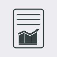 Document with chart symbol. Flat vector illustration