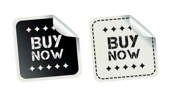 Buy now sticker. Black and white vector illustration.