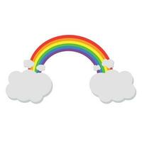 Color rainbow with clouds. Vector illustration