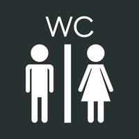 vector baño, Area de aseo icono en negro antecedentes. moderno hombre y mujer plano pictograma. sencillo plano símbolo para web sitio diseño.