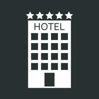 hotel icono aislado en negro antecedentes. sencillo plano pictograma para negocio, marketing, Internet concepto. de moda moderno vector símbolo para web sitio diseño o móvil aplicación