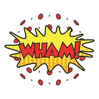 wham cómic sonido efectos sonido burbuja habla con palabra y cómic dibujos animados expresión sonidos vector ilustración.