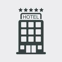 hotel icono aislado en blanco antecedentes. sencillo plano pictograma para negocio, marketing, Internet concepto. de moda moderno vector símbolo para web sitio diseño o móvil aplicación