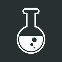 Chemical test tube pictogram icon. Chemical lab equipment isolated on black background. Experiment flasks for science experiment. Trendy modern vector symbol. Simple flat illustration