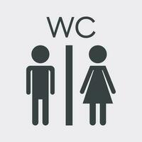 vector baño, Area de aseo icono en blanco antecedentes. moderno hombre y mujer plano pictograma. sencillo plano símbolo para web sitio diseño.