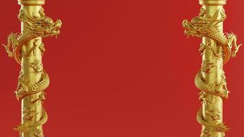 3d representación ilustración antecedentes para contento chino nuevo año 2024 el continuar zodíaco firmar con rojo y oro color, flor, linterna, y asiático elementos. foto