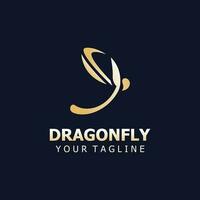 Dragonfly logo design modern and elegant minimalist color style monoline illustration vector