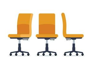 Office chair in various points of view. Furniture for office Interior in flat style. Vector illustration.