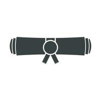 Diploma rolled scroll flat design icon. Finish education symbol. Graduation day celebration element. Graduate scroll vector illustration on white background.
