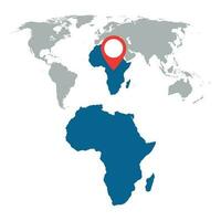 Detailed map of Africa and World map navigation set. Flat vector illustration.