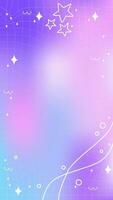 Cosmic galaxy purple blurry mesh gradient abstract storis template background with copy space and hand drawn abstract Y2K line and wave elements vector