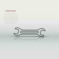 Wrench icon in flat style. Spanner key vector illustration on white isolated background. Repair equipment business concept.