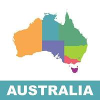 Australia map color with regions. Vector flat