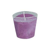 Provence lavender candle in glass. Hand drawn watercolor clipart vector