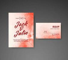 Wedding invitation with abstract watercolor background vector