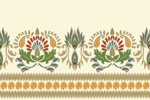 Seamless pattern of Ikat, traditional seamless pattern, yellow background, Aztec style, embroidery, abstract, vector, design illustration for texture, fabric, print. vector