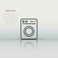 Washing machine icon in flat style. Washer vector illustration on white isolated background. Laundry business concept.