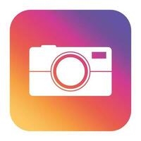 Camera icon on gradient background. Flat vector illustration.