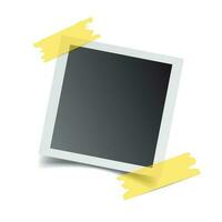 Photo frame with adhesive tape, isolated on white background. For your photography and picture. Vector illustration