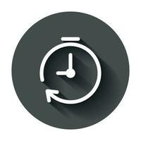 reloj Temporizador icono en plano estilo. hora alarma ilustración con largo sombra. cronógrafo reloj negocio concepto. vector