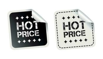 Hot price sticker. Black and white vector illustration.