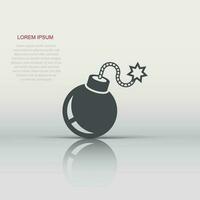 Bomb icon in flat style. Dynamite vector illustration on white isolated background. C4 tnt business concept.