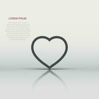 Heart icon in flat style. Love vector illustration on white isolated background. Romantic business concept.