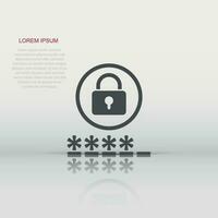 Login icon in flat style. Password access vector illustration on white isolated background. Padlock entry business concept.