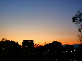 Blurred silhouette and sunset photo