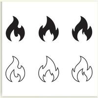 fuego icono recopilación. fuego fuego símbolo. hoguera silueta logotipo llamas símbolos conjunto plano estilo, vector. vector